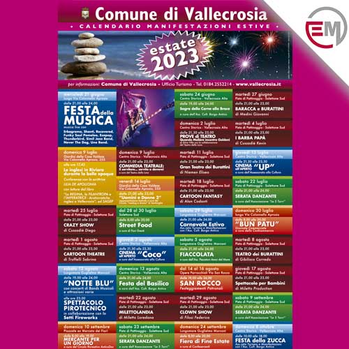 Calendario manifestazioni estive Vallecrosia 2023 - Musica, Notte bianca, notte blu, festa della zucca